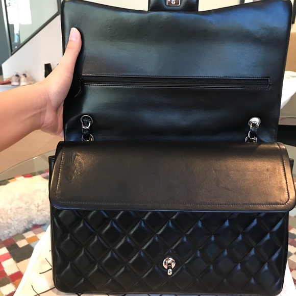 CHANEL MAXI CLASSIC DOUBLE FLAP BAG/BLACK LAMBSKIN - Picture 4 of 8